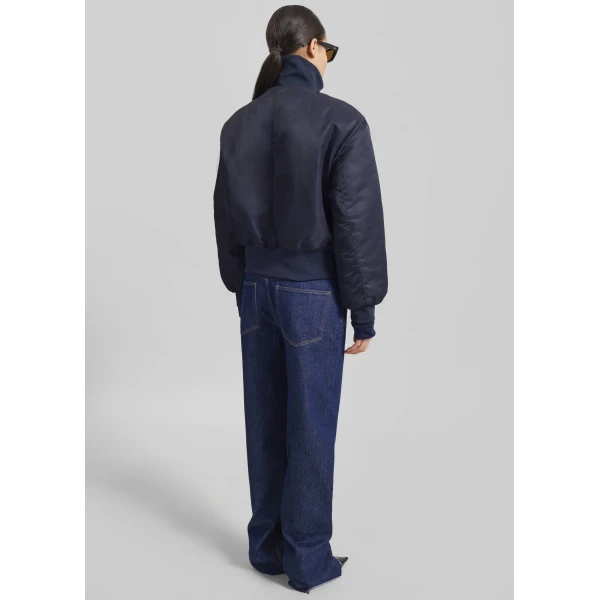 The Frankie Shop Maloy Cropped Bomber Jacket – Navy, view 8