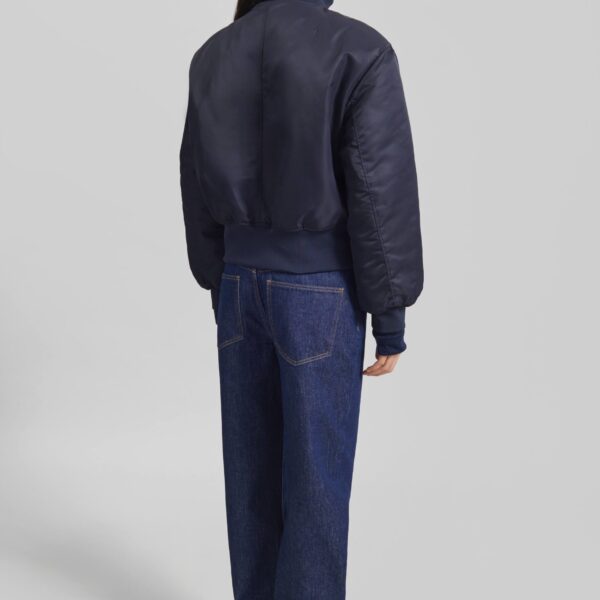 The Frankie Shop Maloy Cropped Bomber Jacket - Navy - Oversized Minimalist Jackets in Blue - Shop at Coveti