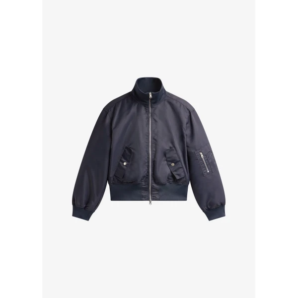 The Frankie Shop Maloy Cropped Bomber Jacket – Navy, view 9