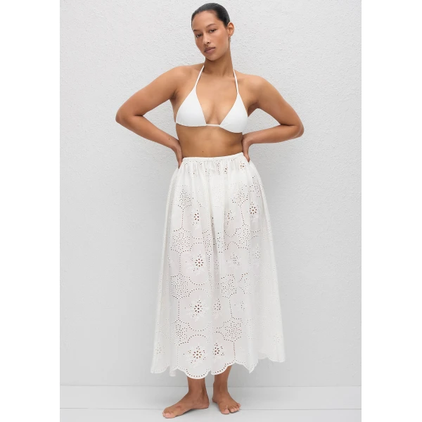The Frankie Shop Matteau Broderie Midi Skirt – White, view 2
