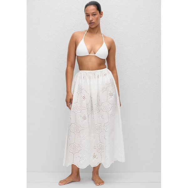 The Frankie Shop Matteau Broderie Midi Skirt – White, view 6