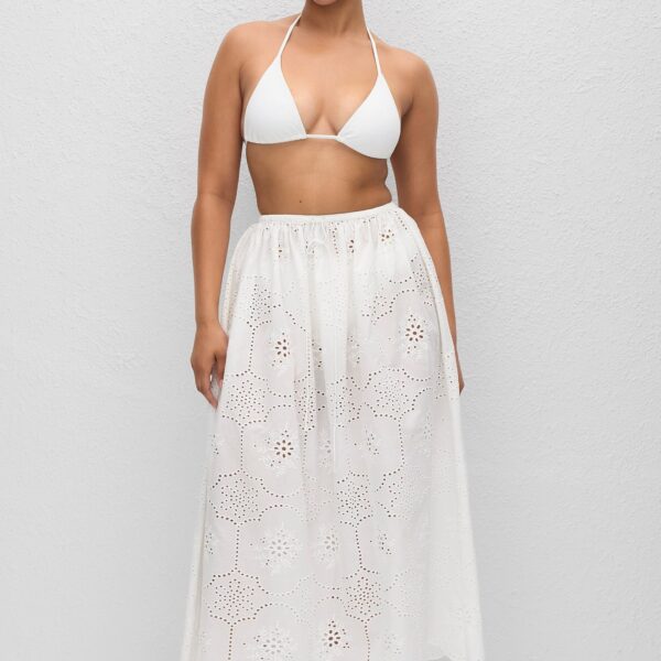 The Frankie Shop Matteau Broderie Midi Skirt - White - Oversized Minimalist Skirts in White - Shop at Coveti