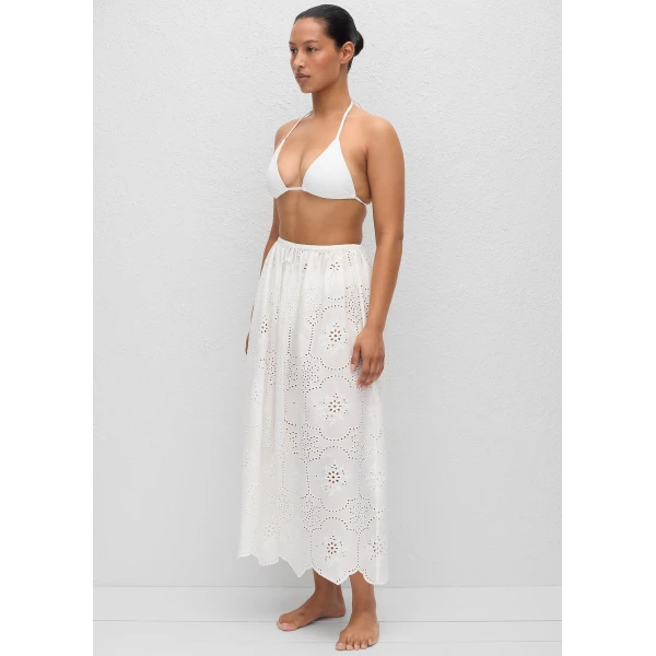 The Frankie Shop Matteau Broderie Midi Skirt – White, view 7