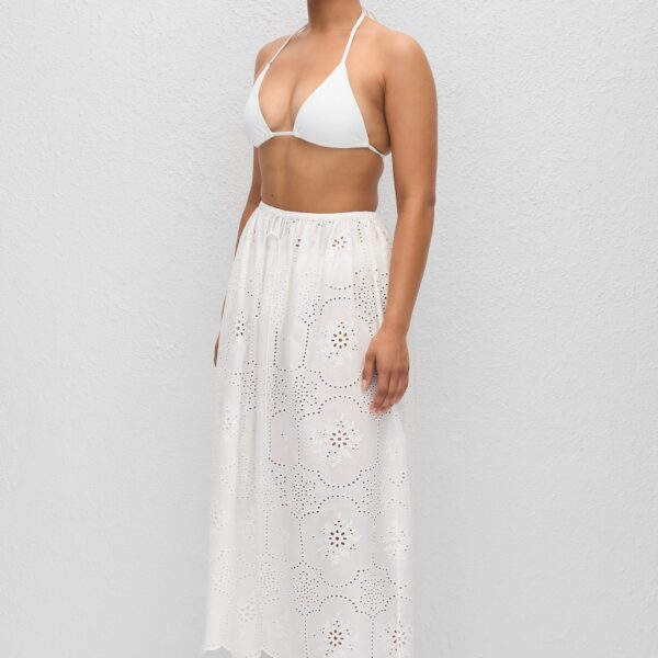 The Frankie Shop Matteau Broderie Midi Skirt - White - Oversized Minimalist Skirts in White - Shop at Coveti