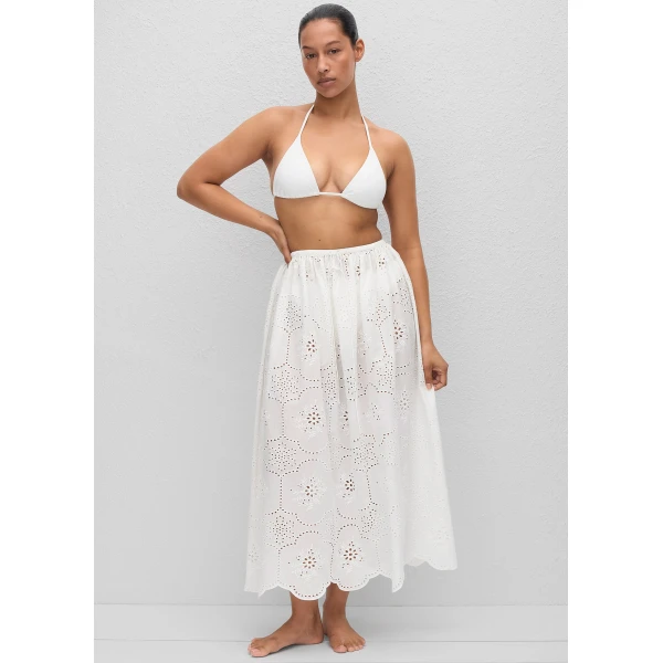 The Frankie Shop Matteau Broderie Midi Skirt – White, view 9