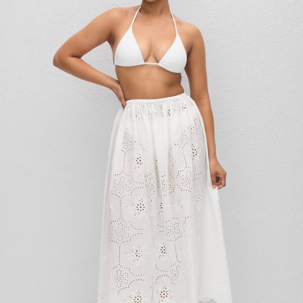 The Frankie Shop Matteau Broderie Midi Skirt - White - Oversized Minimalist Skirts in White - Shop at Coveti