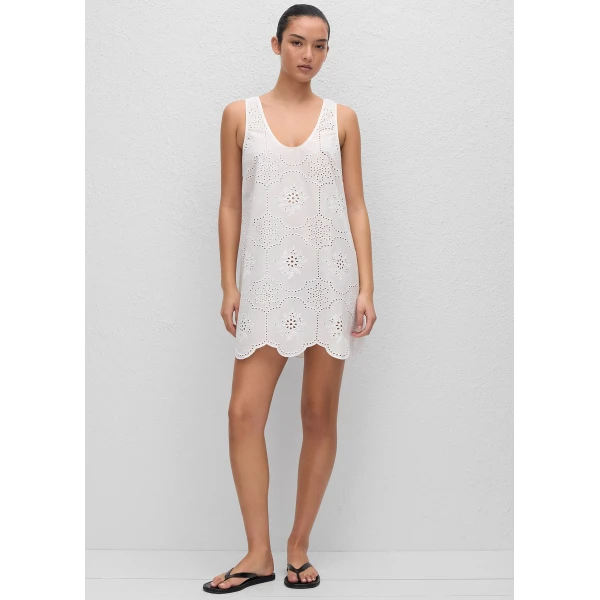 The Frankie Shop Matteau Broderie Tank Mini Dress – White, view 8