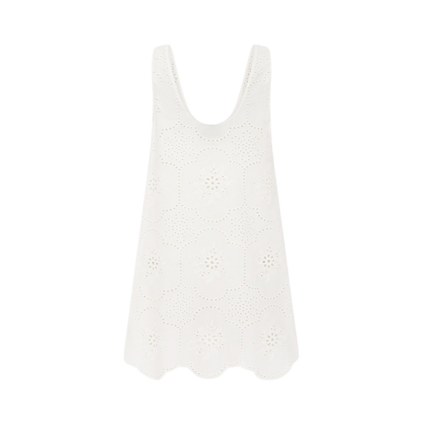 The Frankie Shop Matteau Broderie Tank Mini Dress - White - Oversized Minimalist Dresses in White - Shop at Coveti