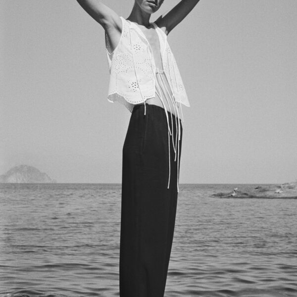 The Frankie Shop Matteau Broderie Tie Blouse - White - Oversized Minimalist Knitwear in White - Shop at Coveti