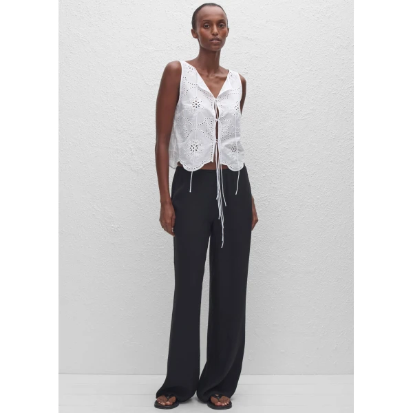 The Frankie Shop Matteau Broderie Tie Blouse – White, view 7