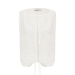 The Frankie Shop Matteau Broderie Tie Blouse - White - Oversized Minimalist Knitwear in White - Shop at Coveti