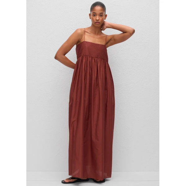 The Frankie Shop Matteau Empire Pintuck Bodice Dress – Maroc, view 5