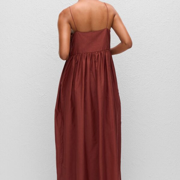The Frankie Shop Matteau Empire Pintuck Bodice Dress - Maroc - Oversized Minimalist Dresses in Brown - Shop at Coveti