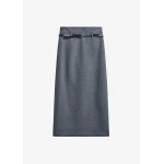 The Frankie Shop Mauvilly Belted Pencil Skirt - Grey - Oversized Minimalist Skirts in Grey - Shop at Coveti