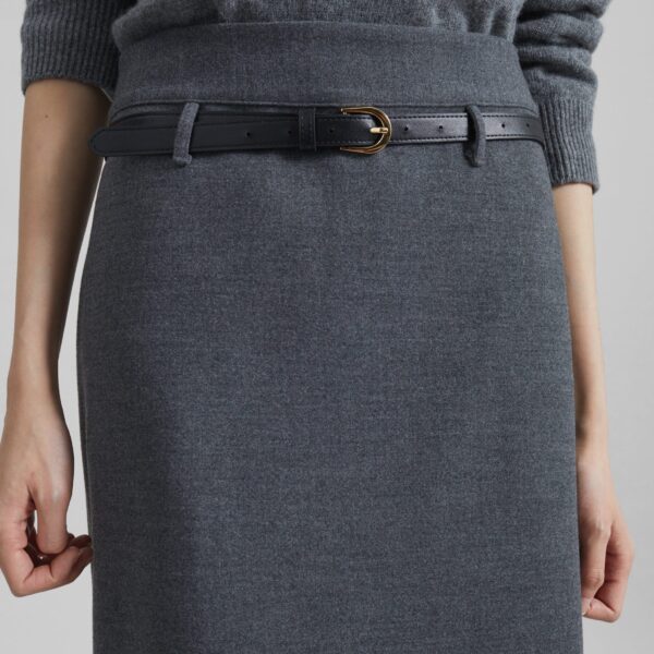 The Frankie Shop Mauvilly Belted Pencil Skirt - Grey - Oversized Minimalist Skirts in Grey - Shop at Coveti