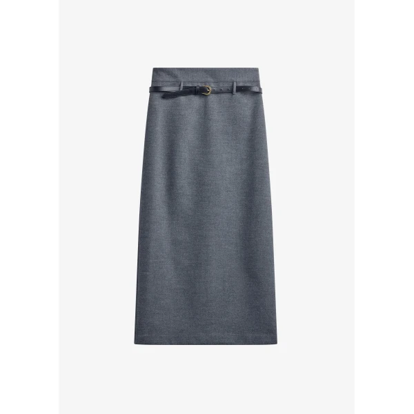 The Frankie Shop Mauvilly Belted Pencil Skirt – Grey