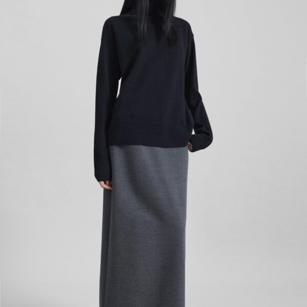 The Frankie Shop Mauvilly Belted Pencil Skirt - Grey - Oversized Minimalist Skirts in Grey - Shop at Coveti