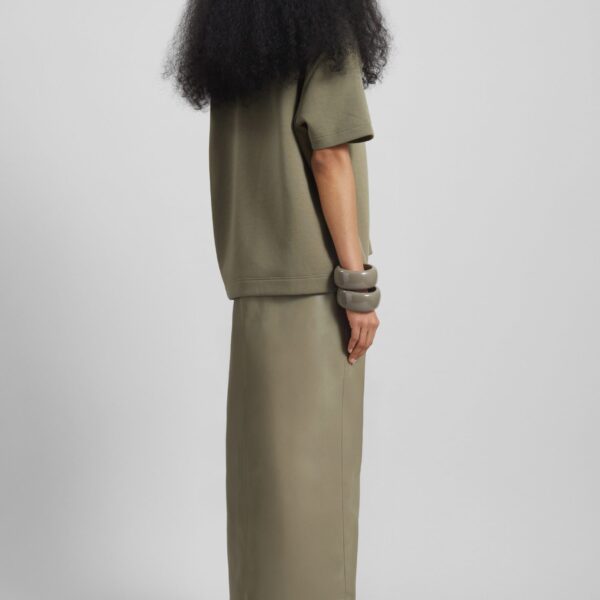 The Frankie Shop Maybelle Faux Leather Front Slit Pencil Skirt - Sage - Oversized Minimalist Skirts in Green - Shop at Coveti