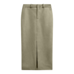 The Frankie Shop Maybelle Faux Leather Front Slit Pencil Skirt - Sage - Oversized Minimalist Skirts in Green - Shop at Coveti
