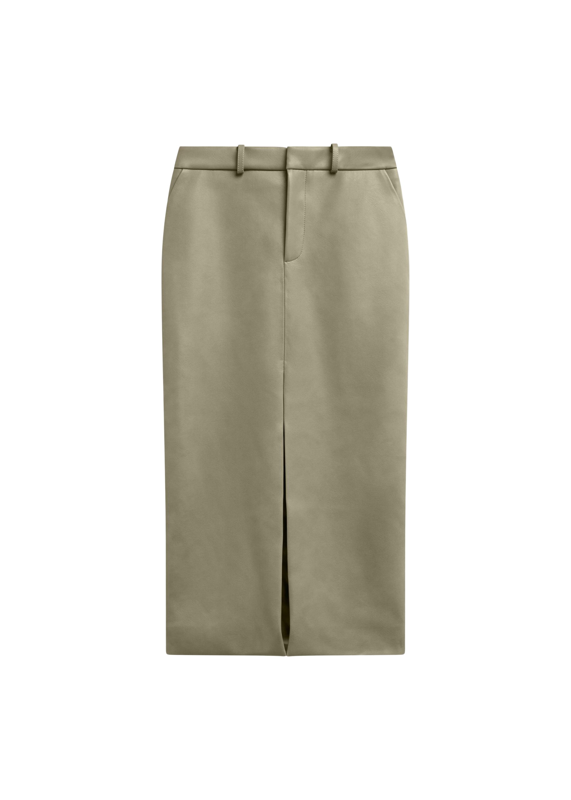 The-Frankie-Shop-Maybelle-Faux-Leather-Front-Slit-Pencil-Skirt-Sage-coveti-scaled77380_nobg The Frankie Shop Maybelle Faux Leather Front Slit Pencil Skirt - Sage - Oversized Minimalist Skirts in Green - Shop at Coveti