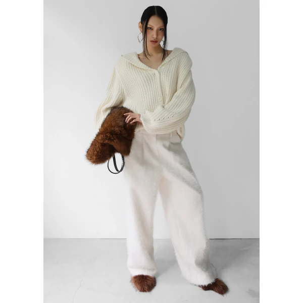 The Frankie Shop Melker Furry Pants – Off White, view 5