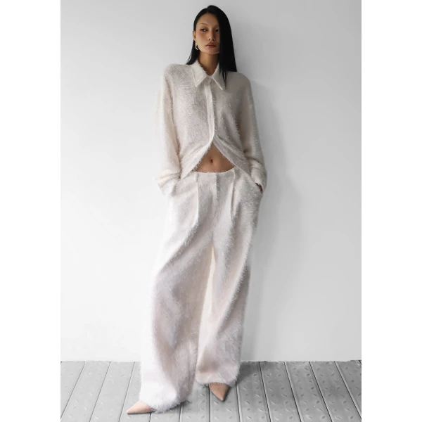 The Frankie Shop Melker Furry Pants – Off White, view 6