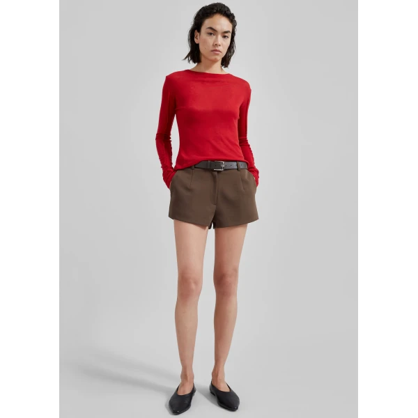 The Frankie Shop Mesa Sheer Long Sleeve Tee – Red Top, view 7