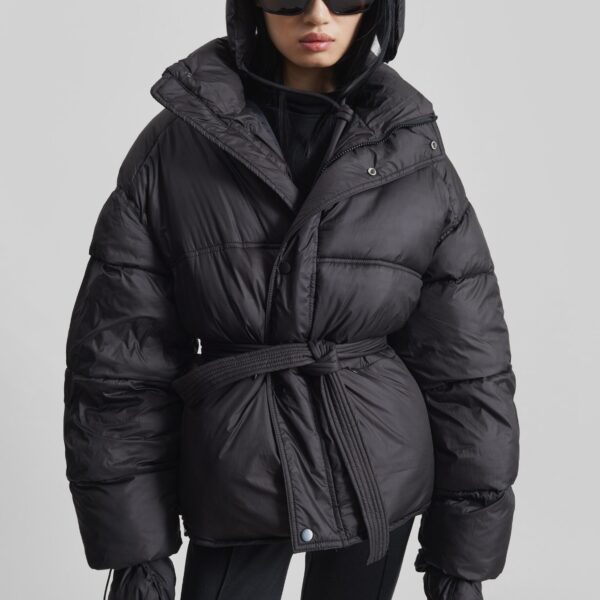 The Frankie Shop Moena Puffer Jacket & Accessories Set - Black - Oversized Minimalist Jackets in Black - Shop at Coveti