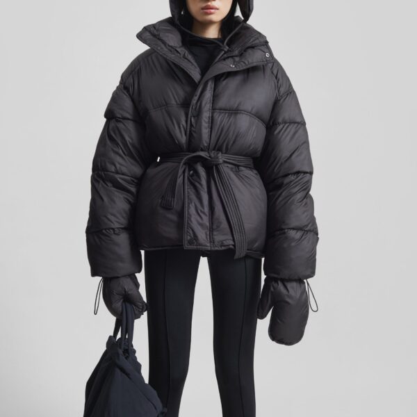 The Frankie Shop Moena Puffer Jacket & Accessories Set - Black - Oversized Minimalist Jackets in Black - Shop at Coveti