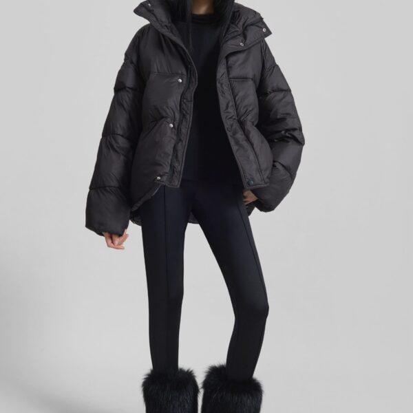 The Frankie Shop Moena Puffer Jacket & Accessories Set - Black - Oversized Minimalist Jackets in Black - Shop at Coveti