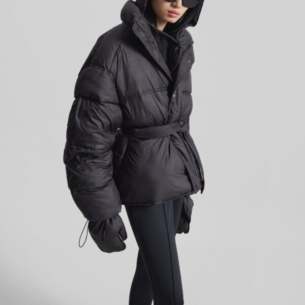 The Frankie Shop Moena Puffer Jacket & Accessories Set - Black - Oversized Minimalist Jackets in Black - Shop at Coveti