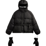 The Frankie Shop Moena Puffer Jacket & Accessories Set - Black - Oversized Minimalist Jackets in Black - Shop at Coveti