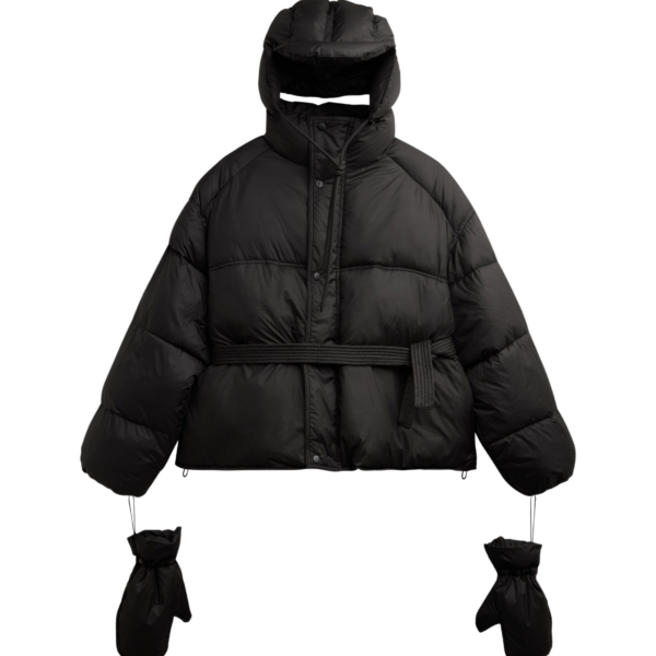 The Frankie Shop Moena Puffer Jacket & Accessories Set - Black - Oversized Minimalist Jackets in Black - Shop at Coveti