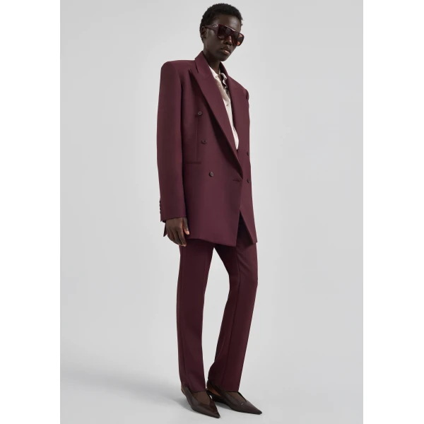 The Frankie Shop Monterey Structured Wool Blazer – Burgundy, view 4