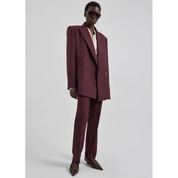 The Frankie Shop Monterey Structured Wool Blazer – Burgundy, view 7