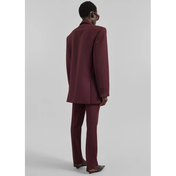 The Frankie Shop Monterey Structured Wool Blazer – Burgundy, view 9