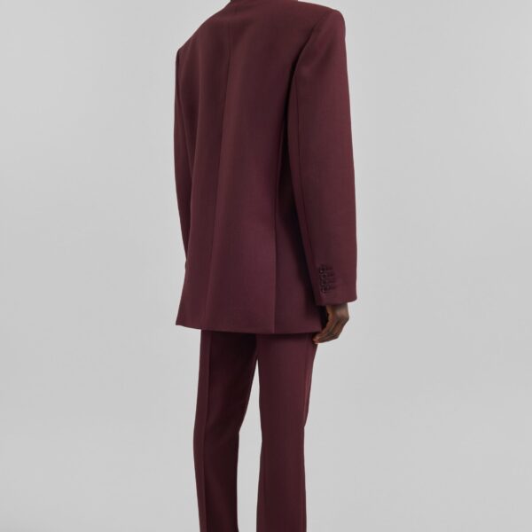 The Frankie Shop Monterey Structured Wool Blazer - Burgundy - Oversized Minimalist Jackets in Red - Shop at Coveti