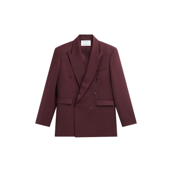 The Frankie Shop Monterey Structured Wool Blazer - Burgundy - Oversized Minimalist Jackets in Red - Shop at Coveti
