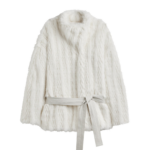 The Frankie Shop Mortisa Faux Fur Belted Short Coat - Off White - Oversized Minimalist Coats in White - Shop at Coveti