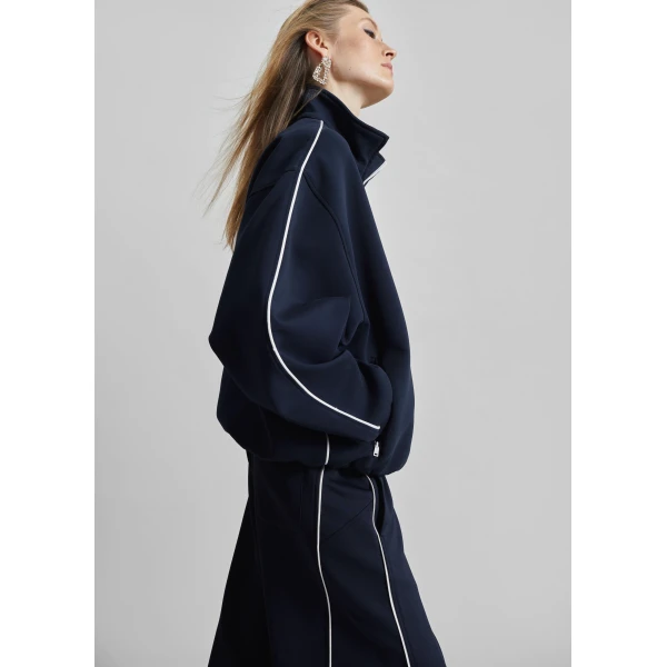The Frankie Shop Nayen Zip-Up Jacket – Navy, view 4