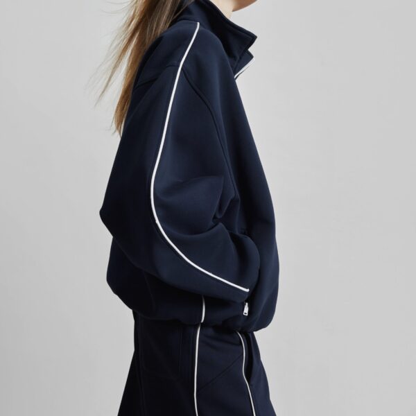 The Frankie Shop Nayen Zip-Up Jacket - Navy - Oversized Minimalist Jackets in Blue - Shop at Coveti