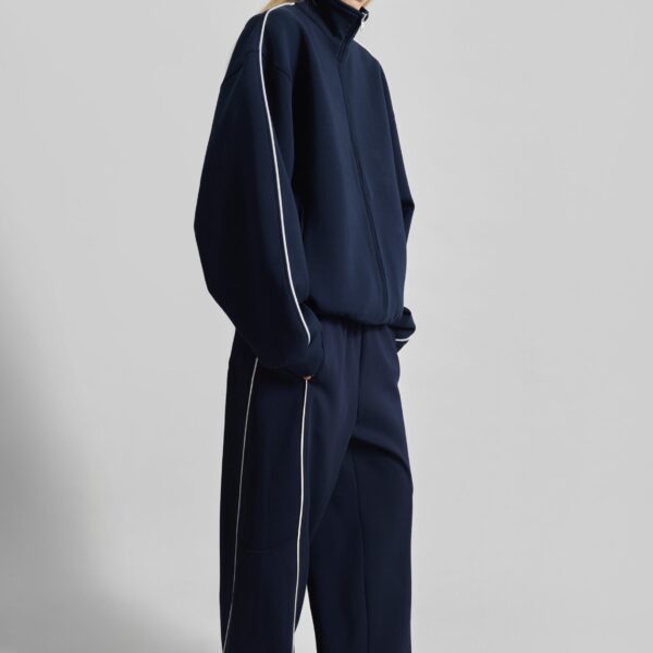 The Frankie Shop Nayen Zip-Up Jacket - Navy - Oversized Minimalist Jackets in Blue - Shop at Coveti