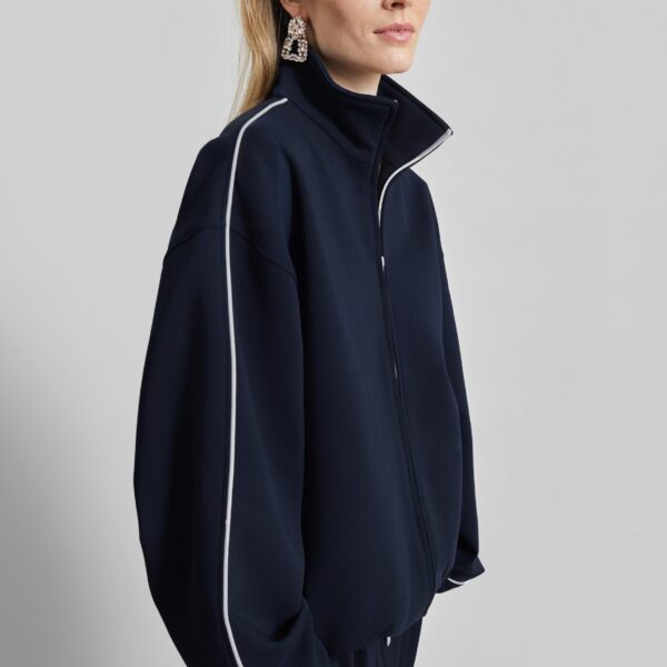 The Frankie Shop Nayen Zip-Up Jacket - Navy - Oversized Minimalist Jackets in Blue - Shop at Coveti