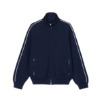 The Frankie Shop Nayen Zip-Up Jacket - Navy - Oversized Minimalist Jackets in Blue - Shop at Coveti
