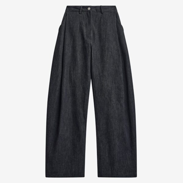 The Frankie Shop Nesna Barrel-Leg Jeans - Black - Oversized Minimalist Pants in Black - Shop at Coveti