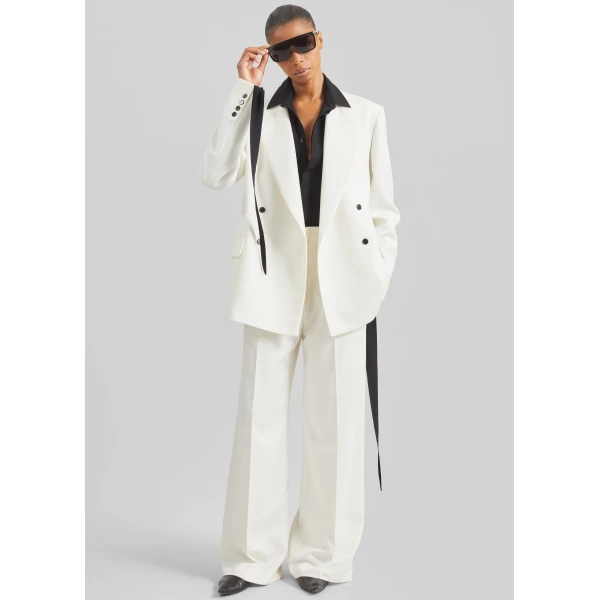 The Frankie Shop Newark Double Breasted Blazer – Ivory, view 3
