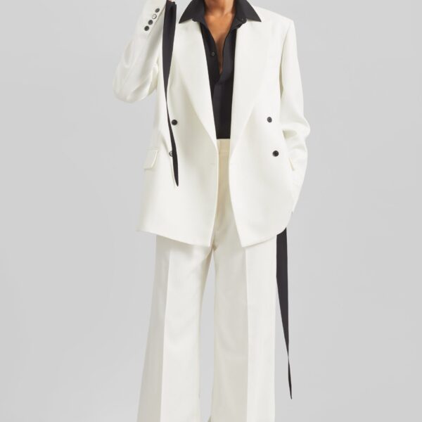 The Frankie Shop Newark Double Breasted Blazer - Ivory - Oversized Minimalist Jackets in Ivory - Shop at Coveti