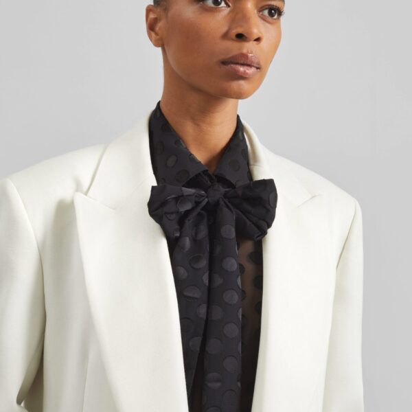 The Frankie Shop Newark Double Breasted Blazer - Ivory - Oversized Minimalist Jackets in Ivory - Shop at Coveti
