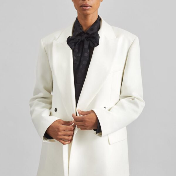 The Frankie Shop Newark Double Breasted Blazer - Ivory - Oversized Minimalist Jackets in Ivory - Shop at Coveti