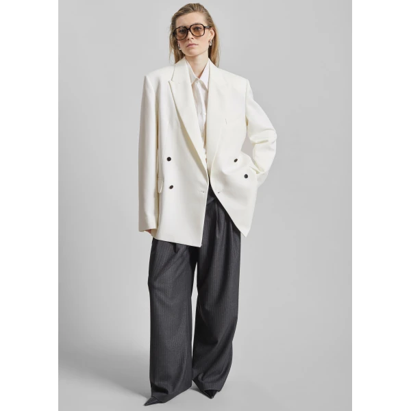 The Frankie Shop Newark Double Breasted Blazer – Ivory, view 7